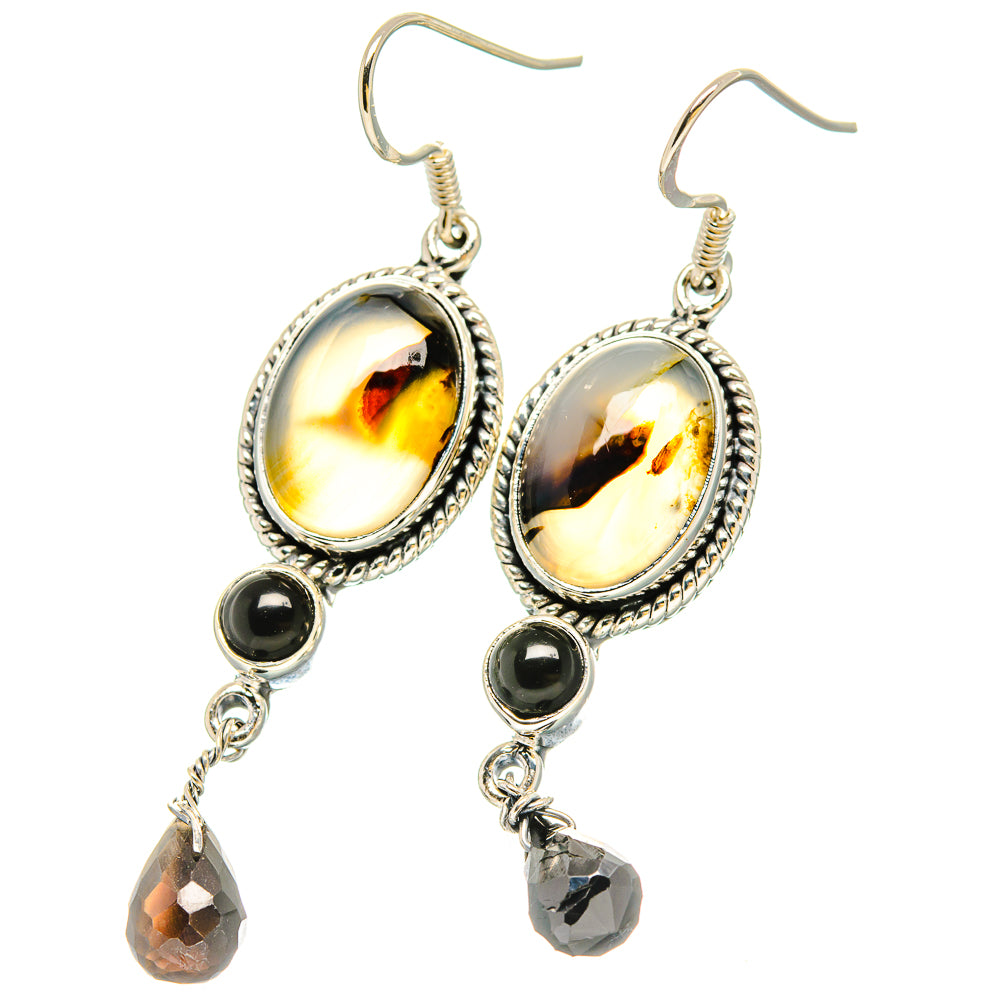 Montana Agate, Black Onyx Earrings handcrafted by Ana Silver Co - EARR431461 - Photo 2
