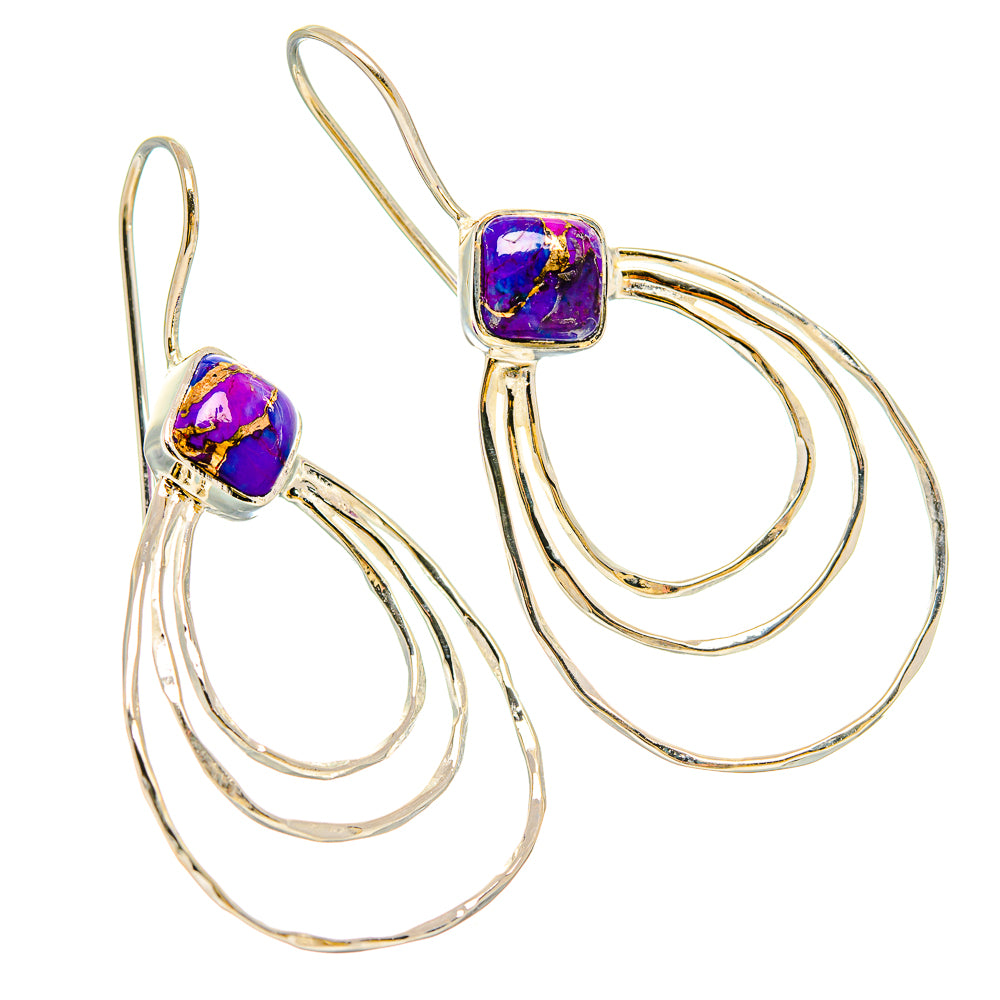 Purple Copper Composite Turquoise Earrings handcrafted by Ana Silver Co - EARR431462 - Photo 2