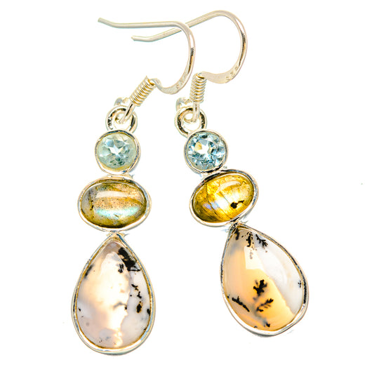 Dendritic Opal, Labradorite, Blue Topaz Earrings handcrafted by Ana Silver Co - EARR431465 - Photo 2