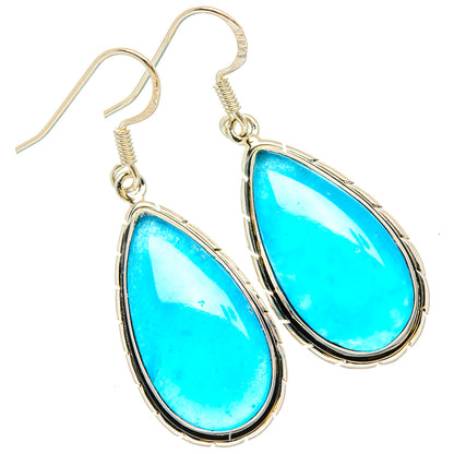 Apatite teardrop earrings in 925 sterling silver with bright blue gemstones