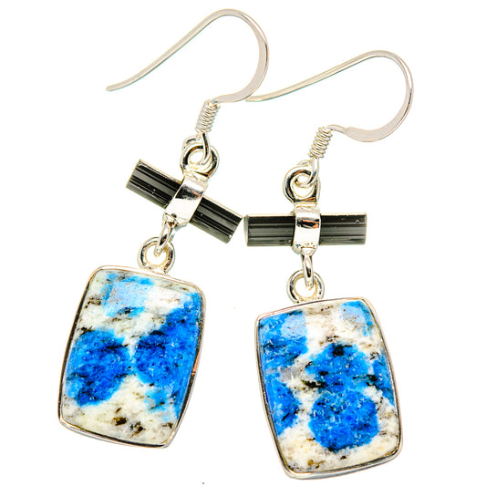 K2 Blue Azurite, Black Onyx Earrings handcrafted by Ana Silver Co - EARR431533 - Photo 2