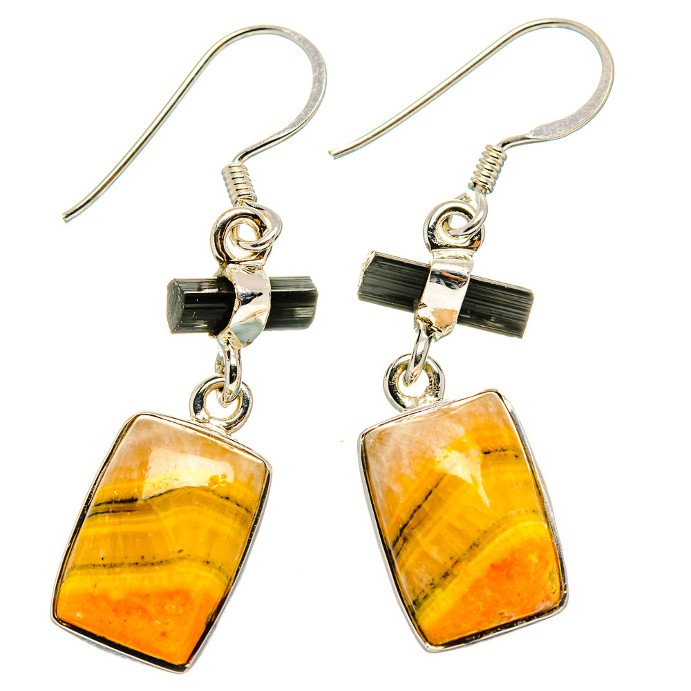 Bumble Bee Jasper, Black Onyx Earrings handcrafted by Ana Silver Co - EARR431542 - Photo 2