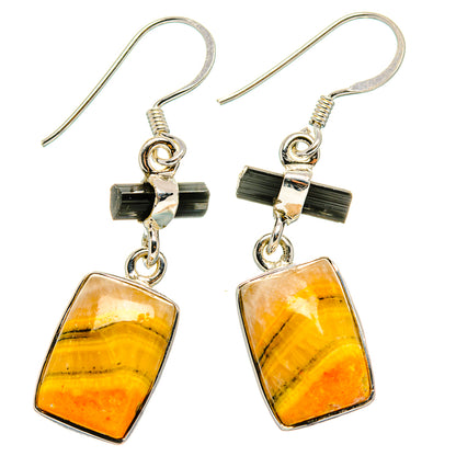 Bumble Bee Jasper, Black Onyx Earrings handcrafted by Ana Silver Co - EARR431542 - Photo 2