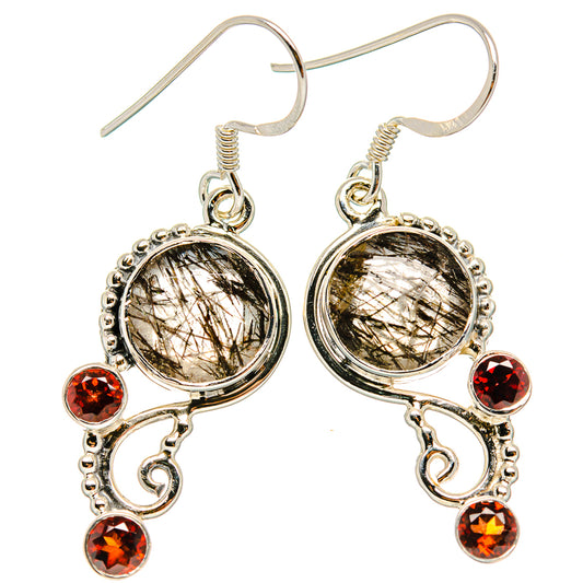 Tourmalinated Quartz, Garnet Earrings handcrafted by Ana Silver Co - EARR431544 - Photo 2