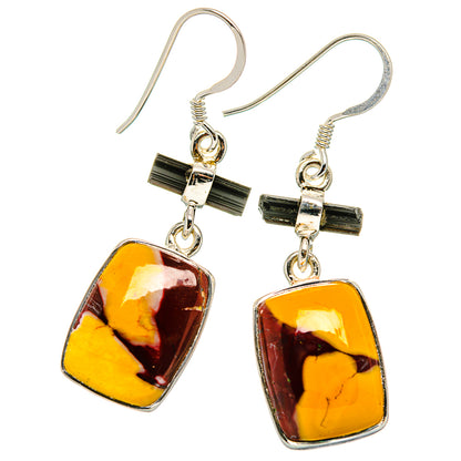 Mookaite, Black Onyx Earrings handcrafted by Ana Silver Co - EARR431545 - Photo 2