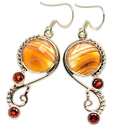 Botswana Agate, Garnet Earrings handcrafted by Ana Silver Co - EARR431550 - Photo 2