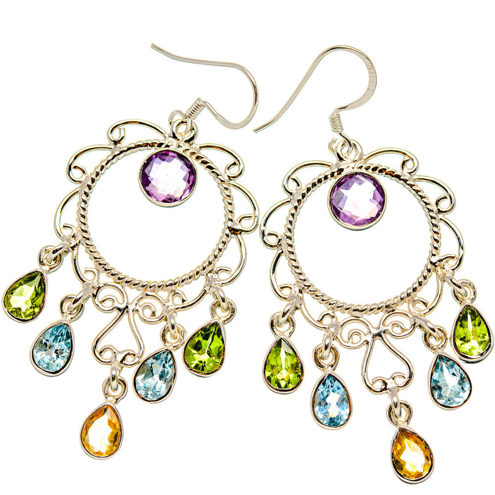 Amethyst, Peridot, Blue Topaz, Citrine Earrings handcrafted by Ana Silver Co - EARR431556 - Photo 2
