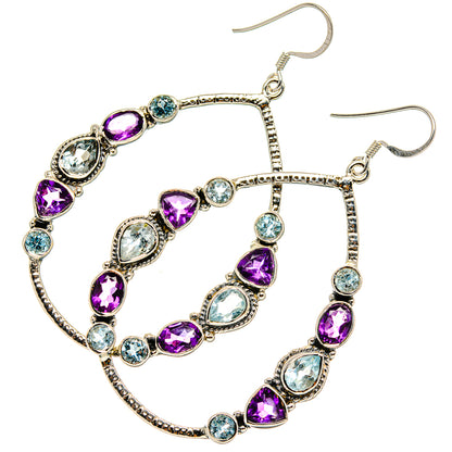 925 sterling silver drop earrings with amethyst and blue topaz gemstones