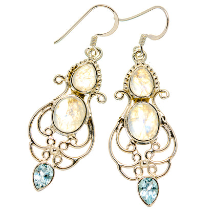 Rainbow Moonstone, Blue Topaz Earrings handcrafted by Ana Silver Co - EARR431559 - Photo 2