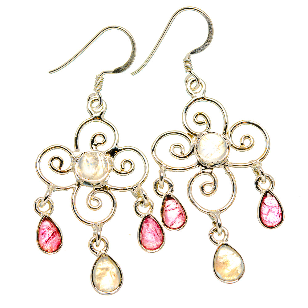 Rainbow Moonstone, Garnet Earrings handcrafted by Ana Silver Co - EARR431560 - Photo 2