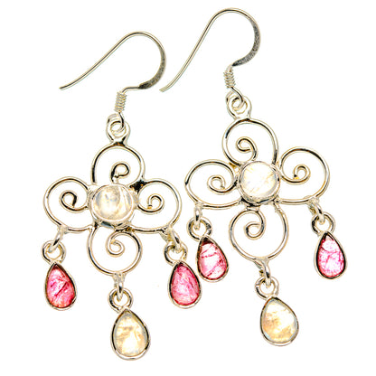 Rainbow Moonstone, Garnet Earrings handcrafted by Ana Silver Co - EARR431560 - Photo 2