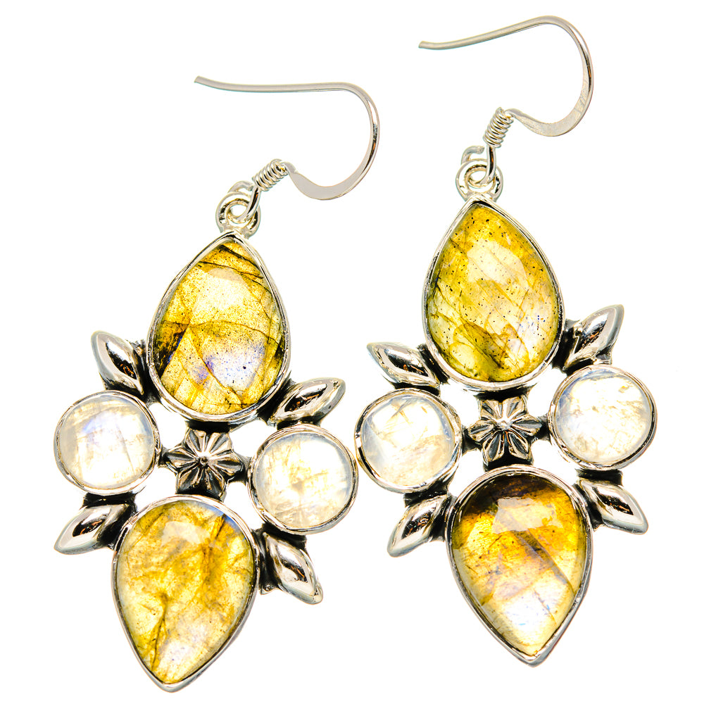 Labradorite, Rainbow Moonstone Earrings handcrafted by Ana Silver Co - EARR431561 - Photo 2