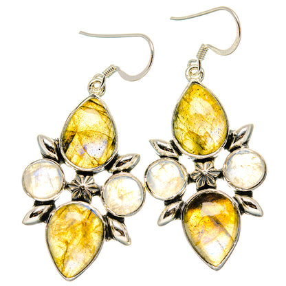 Labradorite, Rainbow Moonstone Earrings handcrafted by Ana Silver Co - EARR431561 - Photo 2