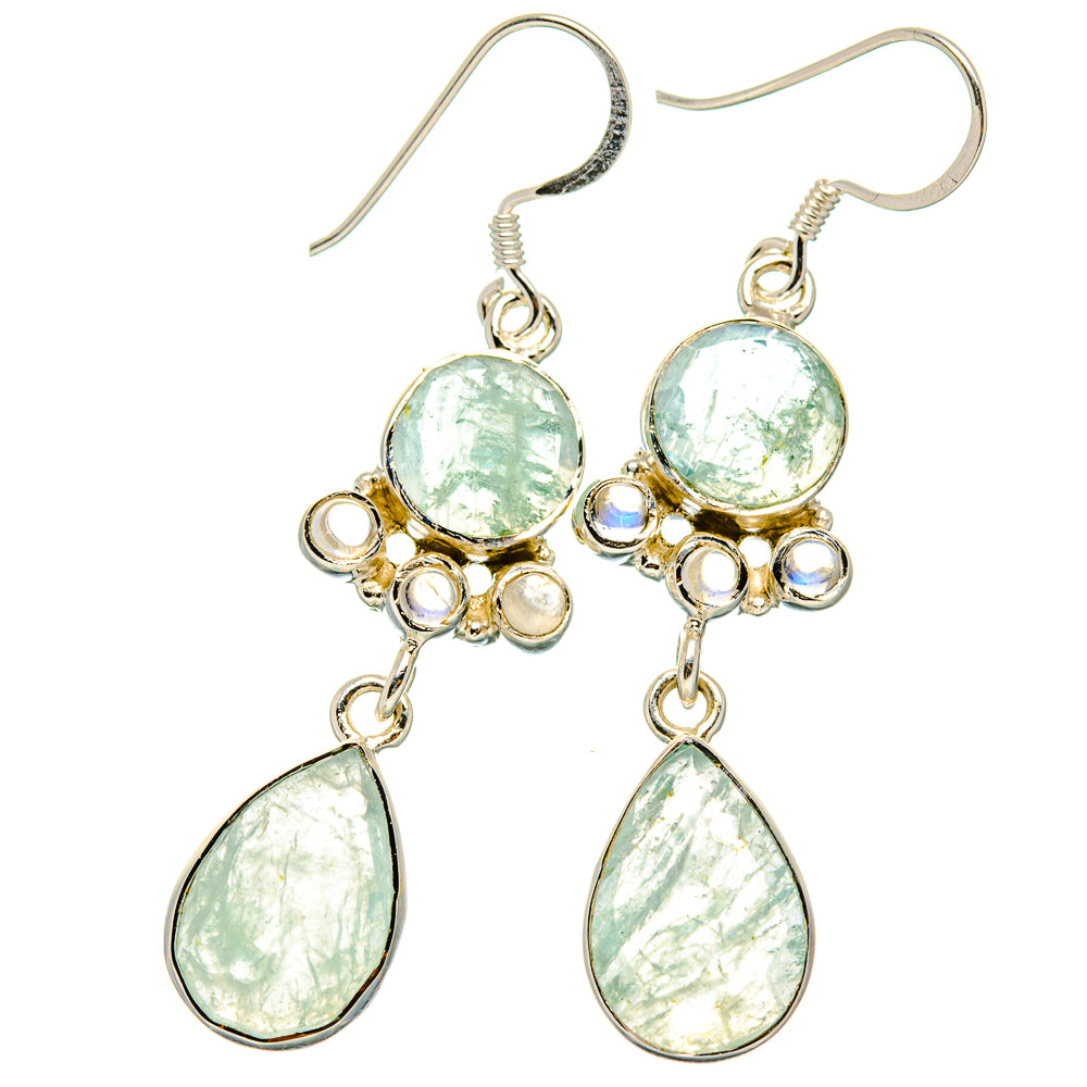 Aquamarine, Rainbow Moonstone Earrings handcrafted by Ana Silver Co - EARR431563 - Photo 2