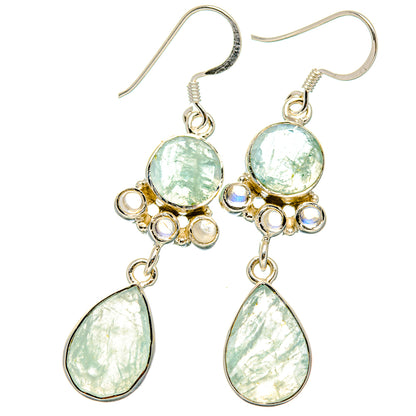 Aquamarine, Rainbow Moonstone Earrings handcrafted by Ana Silver Co - EARR431563 - Photo 2