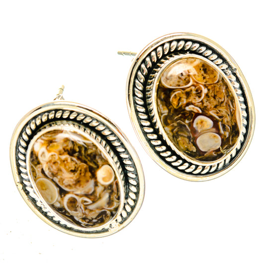 Turritella Agate Earrings handcrafted by Ana Silver Co - EARR428548 - Photo 2