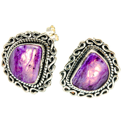 Charoite Earrings handcrafted by Ana Silver Co - EARR428549 - Photo 2