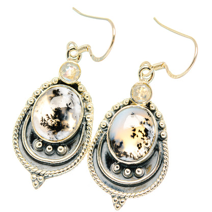 Dendritic Opal, Rainbow Moonstone Earrings handcrafted by Ana Silver Co - EARR428552 - Photo 2