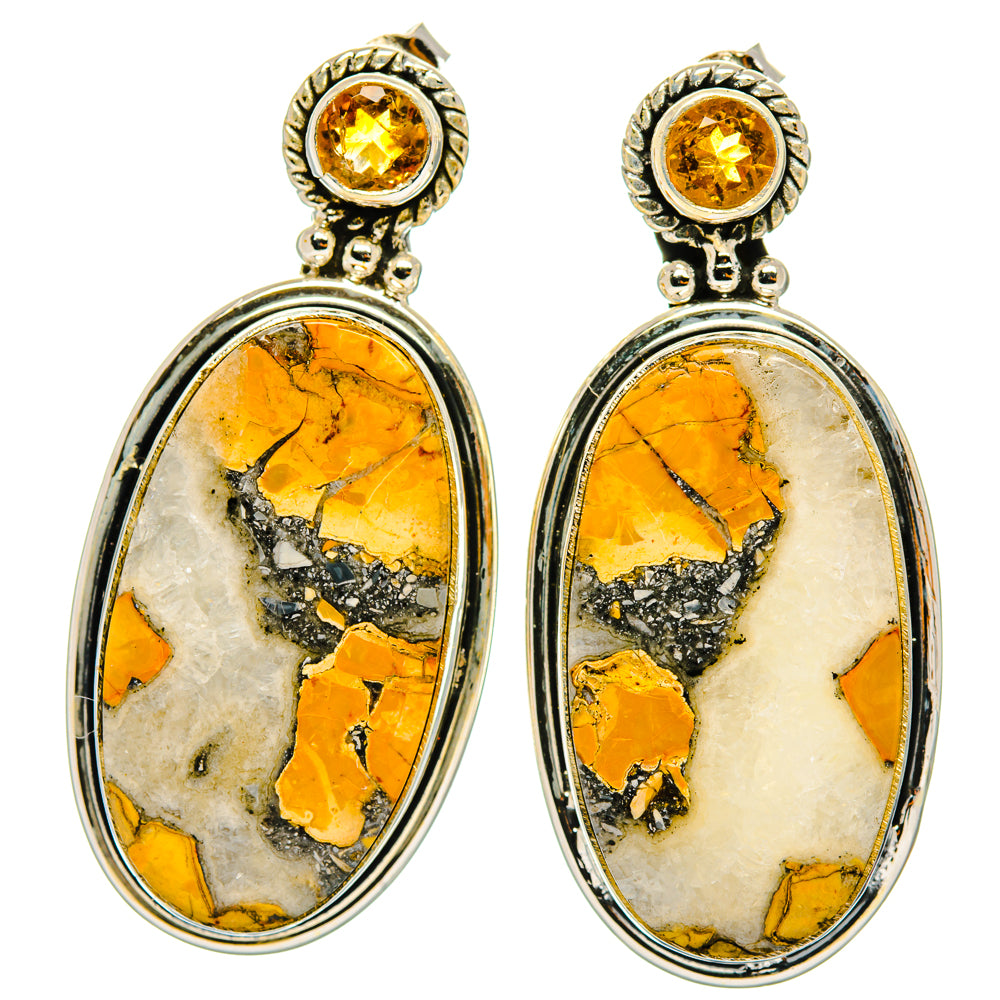 Brecciated Mookaite, Citrine Earrings handcrafted by Ana Silver Co - EARR428553 - Photo 2