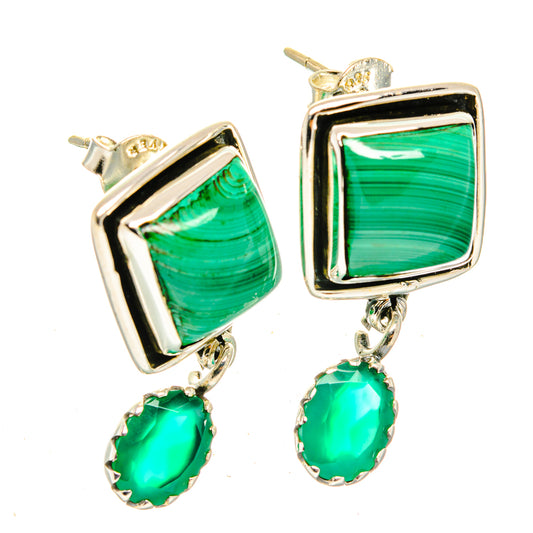Malachite, Green Onyx Earrings handcrafted by Ana Silver Co - EARR428559 - Photo 2