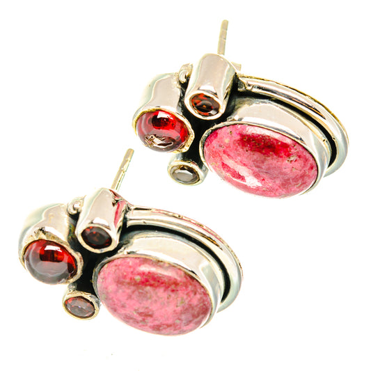 Thulite, Garnet Earrings handcrafted by Ana Silver Co - EARR428566 - Photo 2