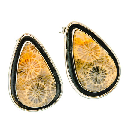 Fossil Coral Earrings handcrafted by Ana Silver Co - EARR428568 - Photo 2