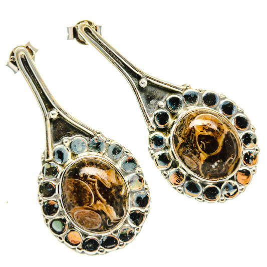 Turritella Agate Earrings handcrafted by Ana Silver Co - EARR428574 - Photo 2