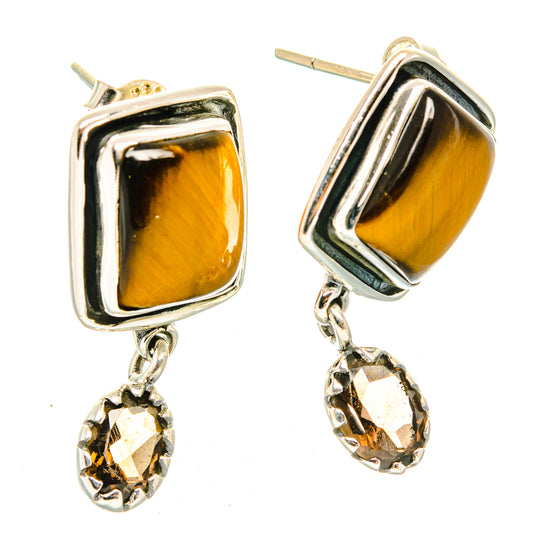 Tiger Eye, Smoky Quartz Earrings handcrafted by Ana Silver Co - EARR428581 - Photo 2
