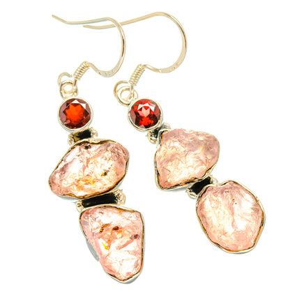 Rose Quartz, Garnet Earrings handcrafted by Ana Silver Co - EARR428594 - Photo 2