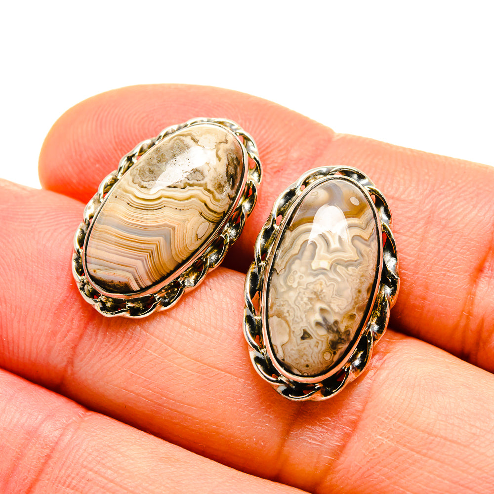 Laguna Lace Agate Earrings handcrafted by Ana Silver Co - EARR410935