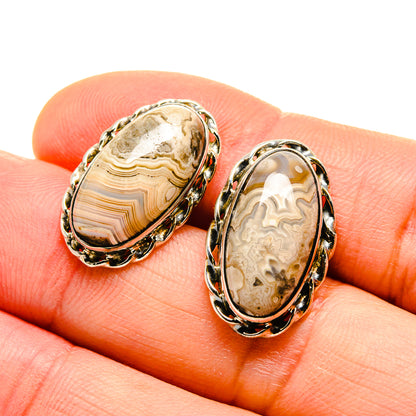 Laguna Lace Agate Earrings handcrafted by Ana Silver Co - EARR410935