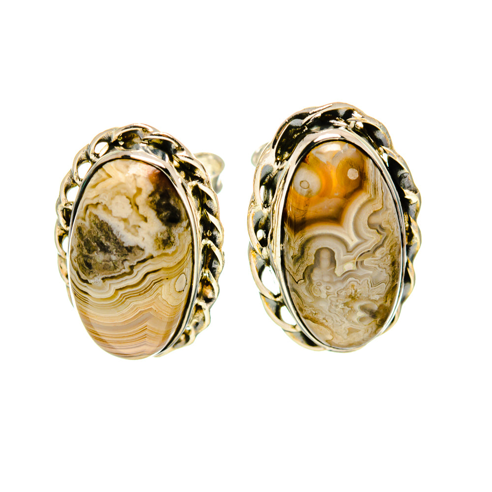 Laguna Lace Agate Earrings handcrafted by Ana Silver Co - EARR410935