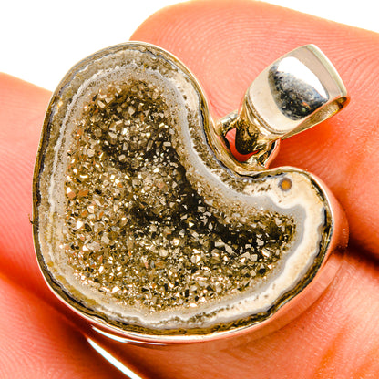Pyrite Geode Slice Pendants handcrafted by Ana Silver Co - PD10005