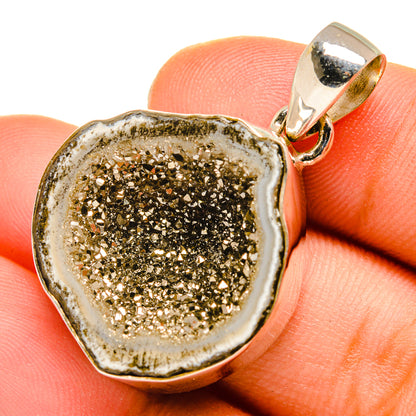 Pyrite Geode Slice Pendants handcrafted by Ana Silver Co - PD10007