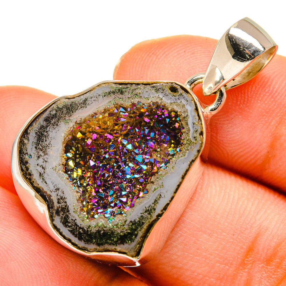 Titanium Geode Slice Pendants handcrafted by Ana Silver Co - PD10023