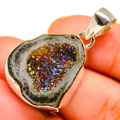 Titanium Geode Slice Pendants handcrafted by Ana Silver Co - PD10023