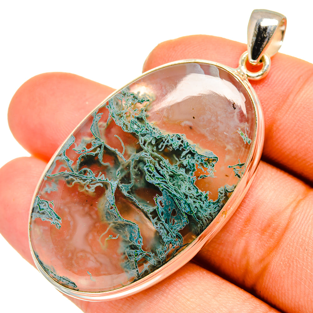 Green Moss Agate Pendants handcrafted by Ana Silver Co - PD10049
