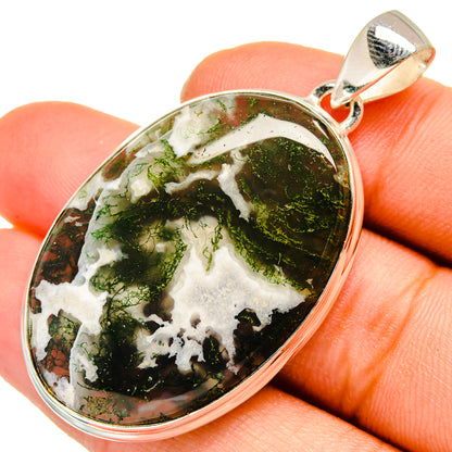 Green Moss Agate Pendants handcrafted by Ana Silver Co - PD10050