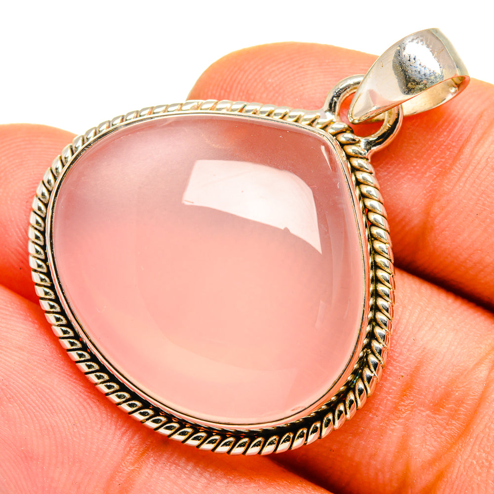 Rose Quartz Pendants handcrafted by Ana Silver Co - PD10070