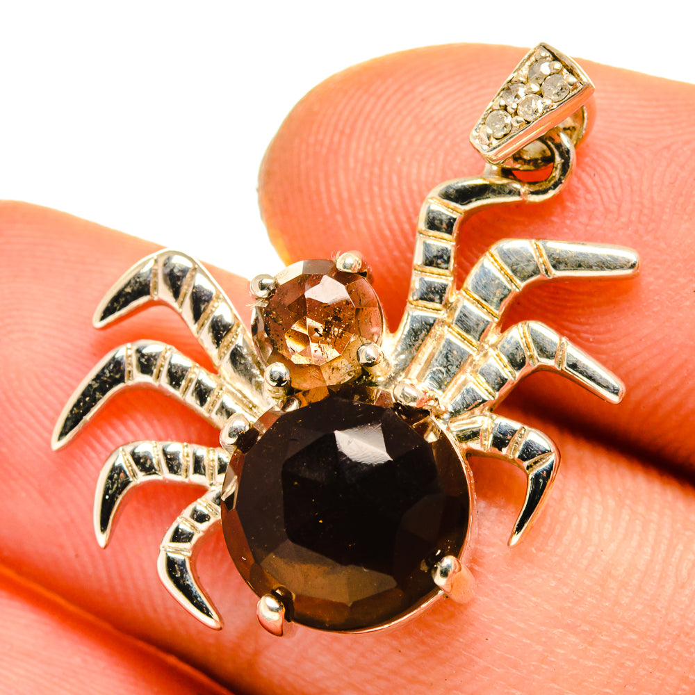 Smoky Quartz Spider Pendants handcrafted by Ana Silver Co - PD10118