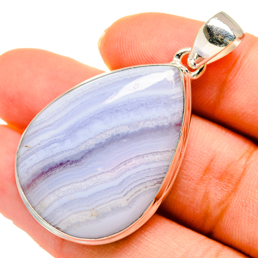 Blue Lace Agate Pendants handcrafted by Ana Silver Co - PD10136