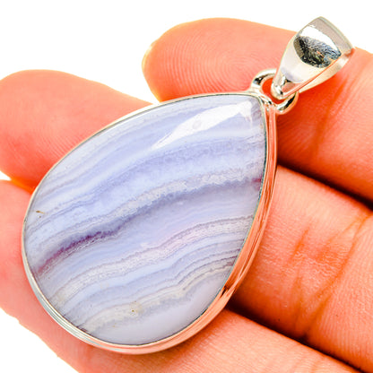 Blue Lace Agate Pendants handcrafted by Ana Silver Co - PD10136