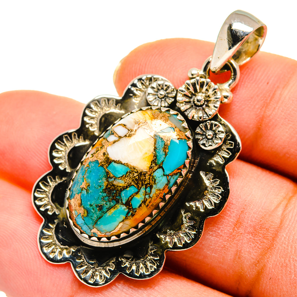 Blue Copper Composite Turquoise Pendants handcrafted by Ana Silver Co - PD10147