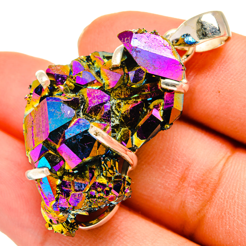 Titanium Sunshine Druzy Pendants handcrafted by Ana Silver Co - PD10158