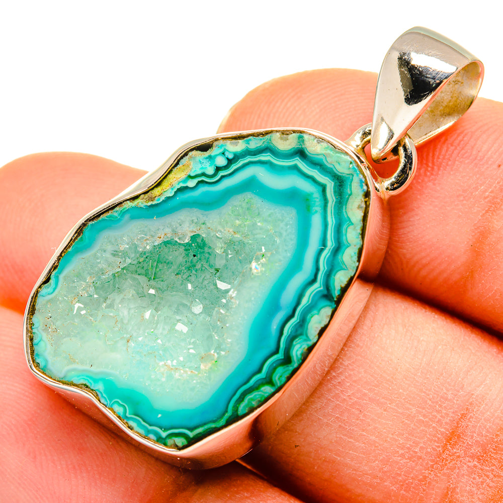 Green Geode Slice Pendants handcrafted by Ana Silver Co - PD10168