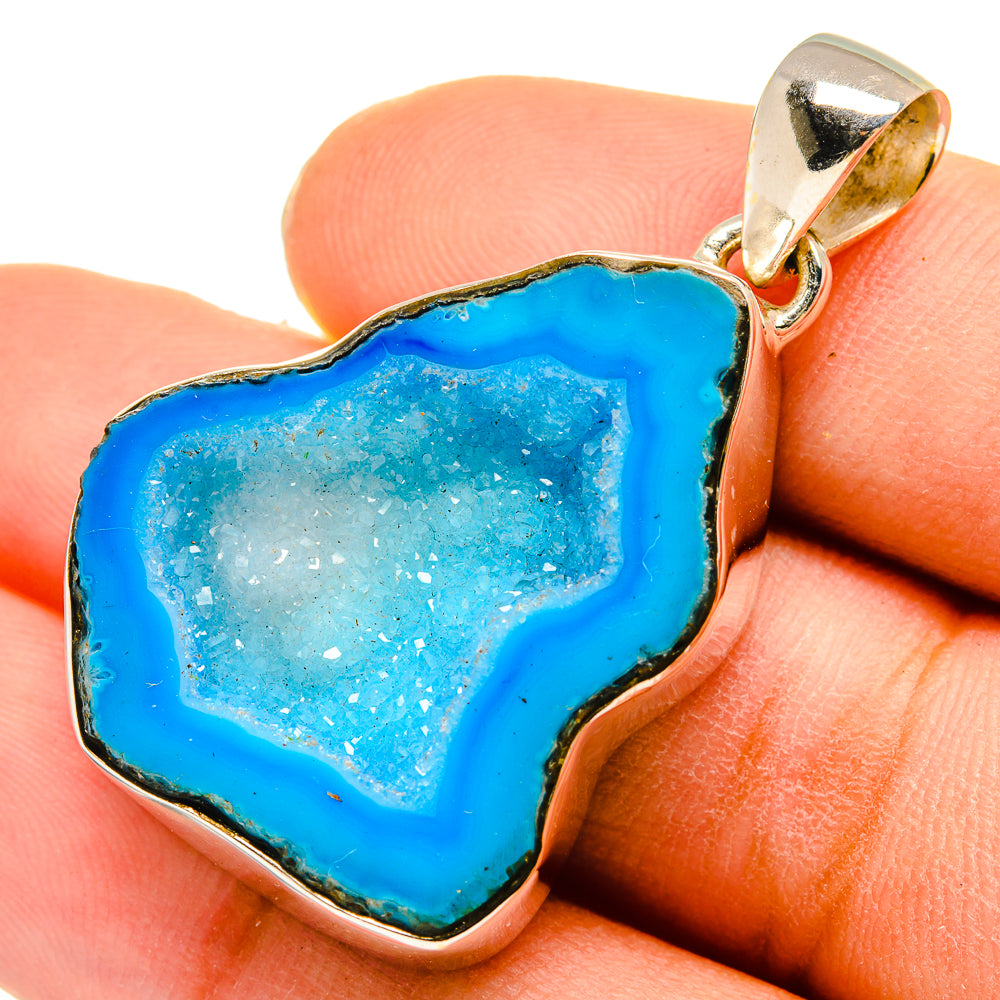 Blue Geode Slice Pendants handcrafted by Ana Silver Co - PD10169