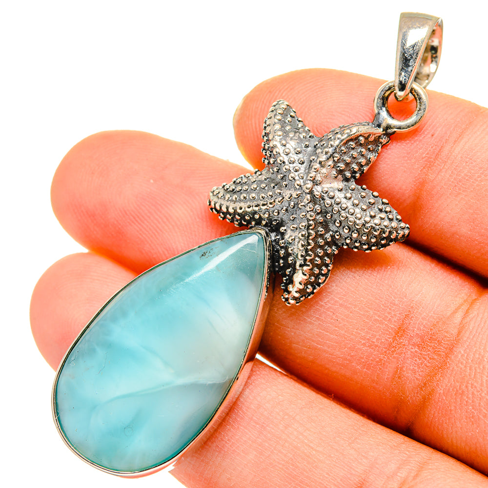 Larimar Starfish Pendants handcrafted by Ana Silver Co - PD10176