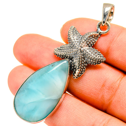 Larimar Starfish Pendants handcrafted by Ana Silver Co - PD10176