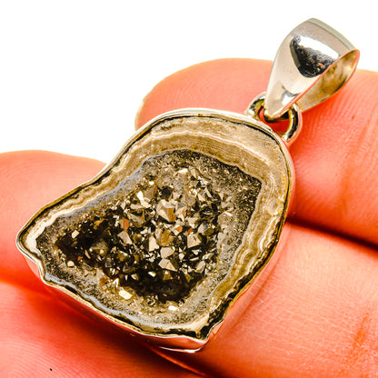 Pyrite Geode Slice Pendants handcrafted by Ana Silver Co - PD10211