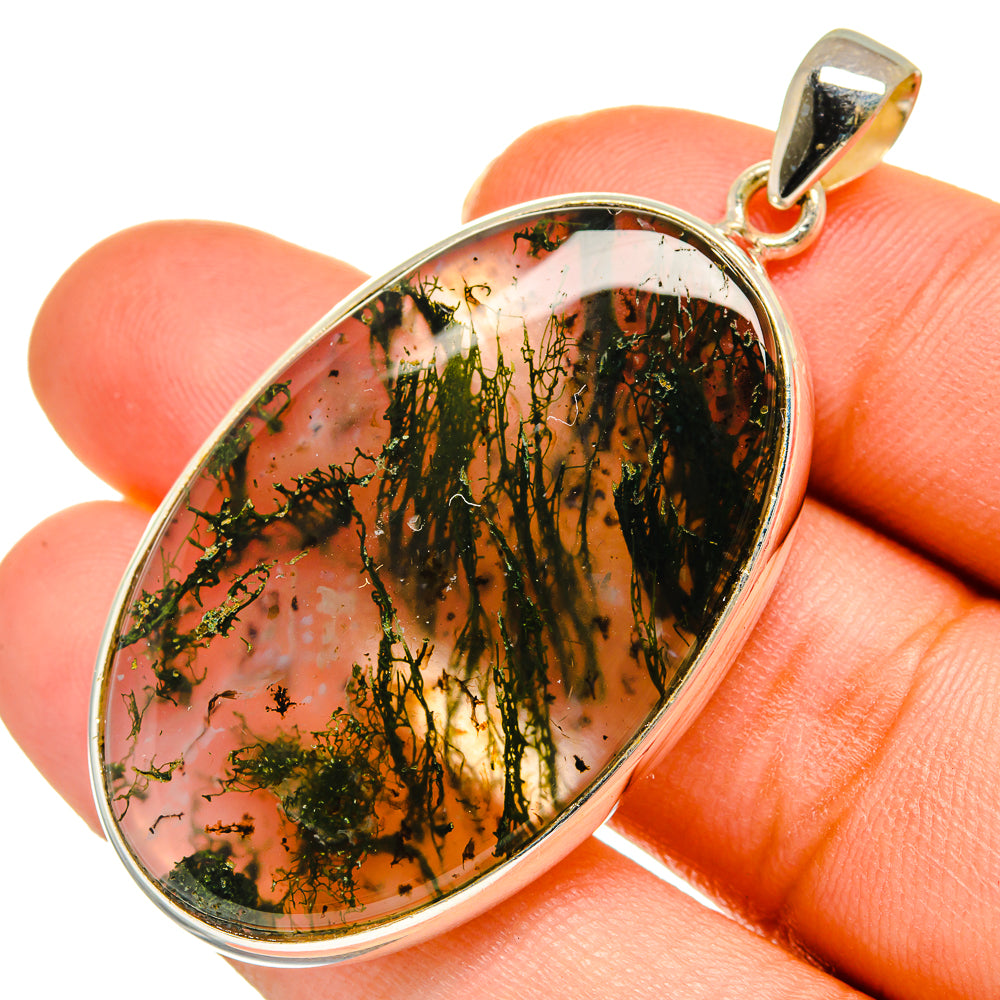 Green Moss Agate Pendants handcrafted by Ana Silver Co - PD10255